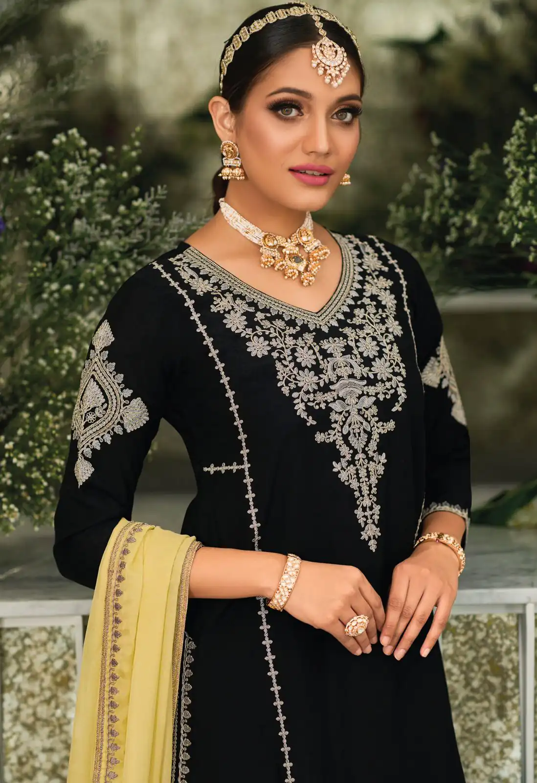 KF 1635 Black Top : Georgette Chine Stitched Work Salwar Suit Wedding, Party, Festive, Events Etc. Expected Delivery 4-6 Working Days @2049/-Only | Casual Suits, Creative suits, Designer Suits, Palazzo Suits, Party Wear Suits, Salwar suit, Straight Suits