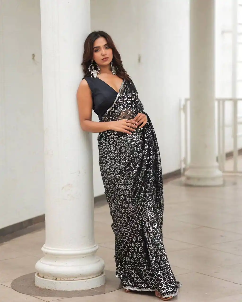 ST 451 Black Color Georgette Embroidery Cotton Thread Work Saree Casual, Wedding, Party, Festive, Events Etc. Expected Delivery 4-6 Working Days @1999/- | Bollywood Sarees, Creative Sarees, Designer Sarees, Embroidered Sarees, Ethnic Saree, Modern Digital sarees, Party Wear Sarees, Sarees