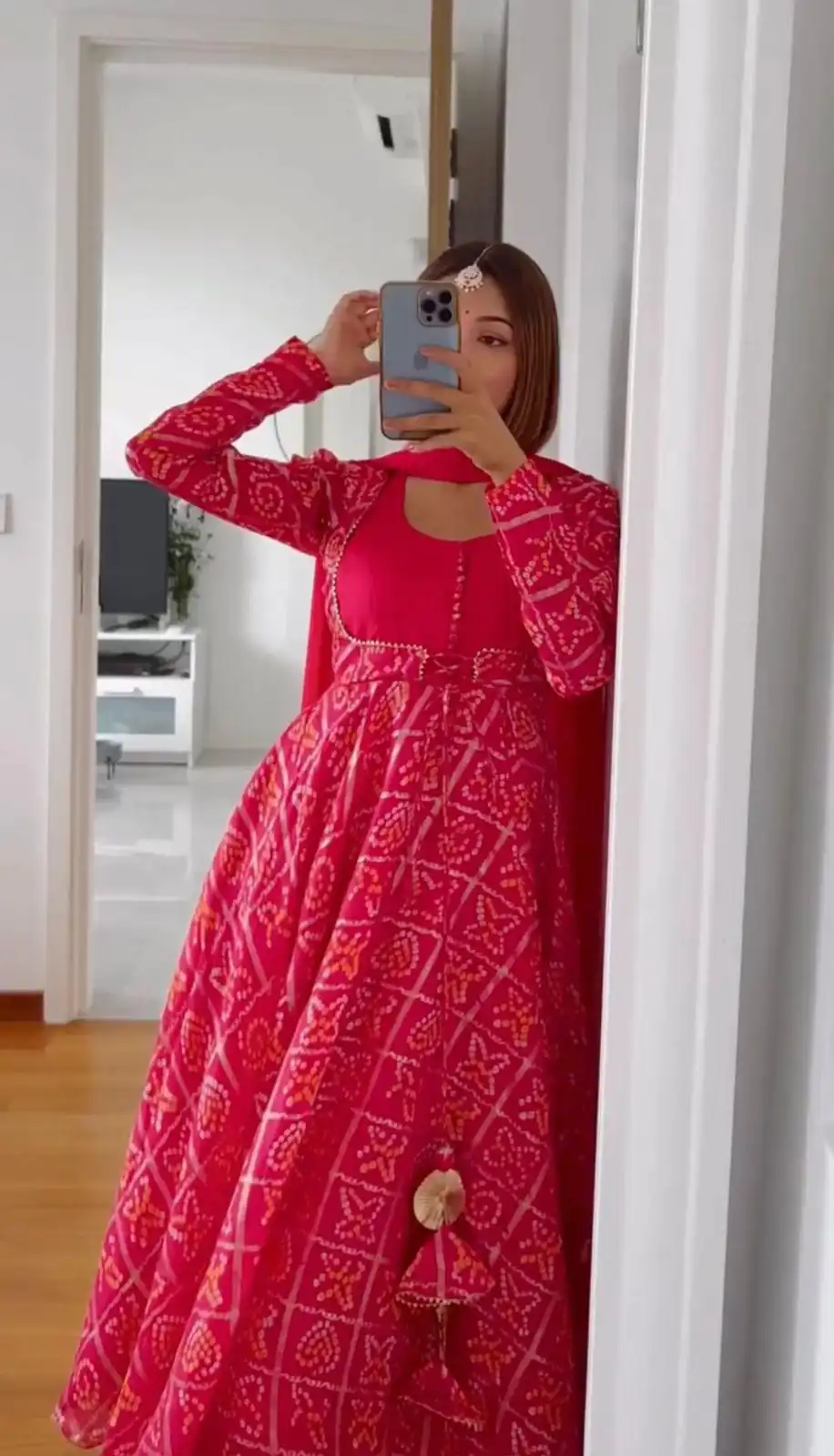 KD 1177 Pink Color Georgette Bandhani Digital Printed Salwar Suit Casual, Party, Festive, Events Wedding Etc.  Expected Delivery 4-6 Working Days @2099/- | Casual Suits, Creative suits, Designer Suits, Palazzo Suits, Party Wear Suits, Salwar suit, Straight Suits