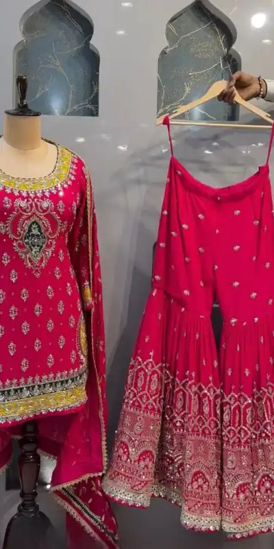 MF 419 Pink Color Georgette Multi Needle Embroidery Salwar Suit Wedding, Party, Festive, Events Etc. Expected 4-6 Working Days @2249/- | Casual Suits, Creative suits, Designer Suits, Palazzo Suits, Party Wear Suits, Patiala Suits, Salwar suit, Straight Suits