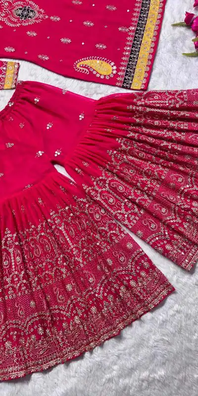 MF 419 Pink Color Georgette Multi Needle Embroidery Salwar Suit Wedding, Party, Festive, Events Etc. Expected 4-6 Working Days @2249/- | Casual Suits, Creative suits, Designer Suits, Palazzo Suits, Party Wear Suits, Patiala Suits, Salwar suit, Straight Suits