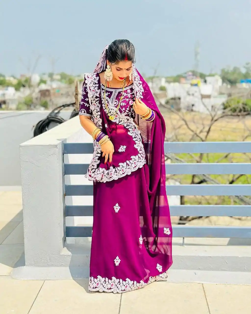 ST 447 Purple Color Georgette Cotton Thread Embroidery Saree Casual, Wedding, Party, Festive, Events Etc. Expected Delivery 4-6 Working Days @1849/- | Bollywood Sarees, Creative Sarees, Designer Sarees, Embroidered Sarees, Ethnic Saree, Modern Digital sarees, Party Wear Sarees, Sarees