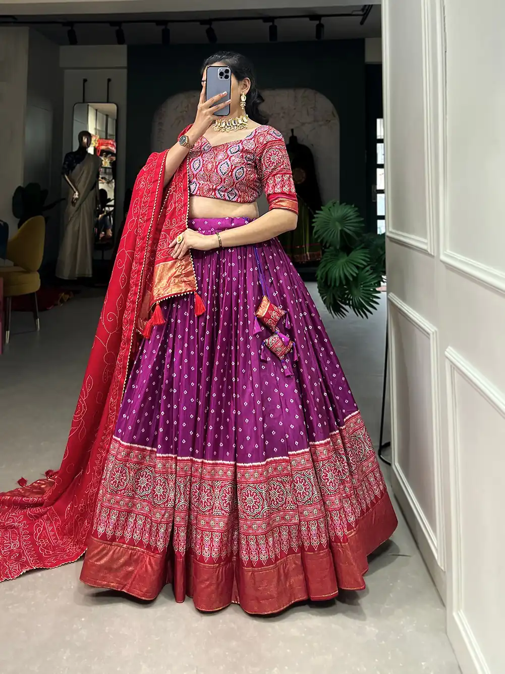 AF Lahriya Purple Color Tussar Patola Print Foil Work Lehenga Choli Casual, Party Wear, Events, Festivals Wear Etc. Expected Delivery 4-6 Working Days @1999 | Bollywood Lehenga, Creative Lehenga, Designer Lehenga, Embroidered Lehenga, Lehenga, Party Wear Lehenga