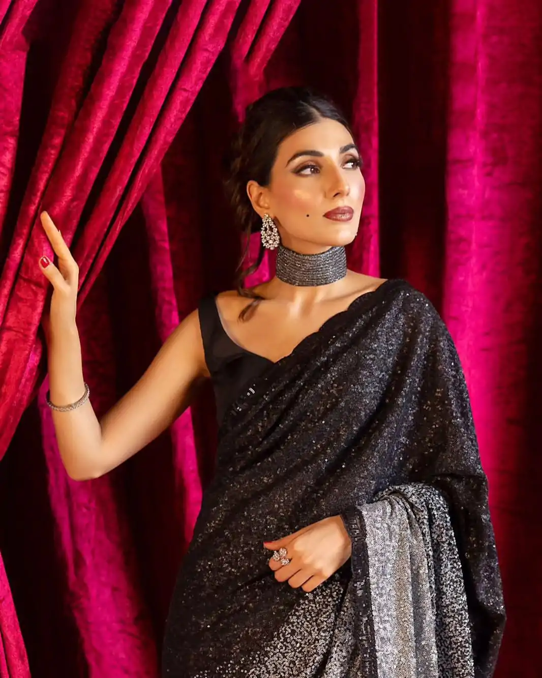 DF 3406 Black Color Georgette Sequins Embroidery Work Saree Casual, Party Wear, Wedding, Events Etc Delivery Expected.4-6 Working Days 1799/- | Bollywood Sarees, Creative Sarees, Designer Sarees, Embroidered Sarees, Ethnic Saree, Modern Digital sarees, Party Wear Sarees, Sarees