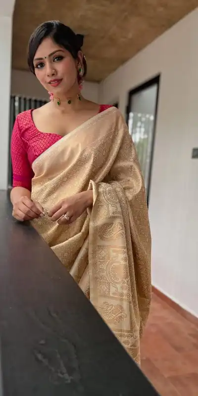 DDF Cream Color Soft Lichi Silk Ordinary Design Rich Pallu Saree Casual, Party Wear, Events, Festivals Etc. Expected Delivery 4-6 Working Days 1399/ | Bollywood Sarees, Creative Sarees, Designer Sarees, Embroidered Sarees, Ethnic Saree, Modern Digital sarees, Party Wear Sarees, Sarees