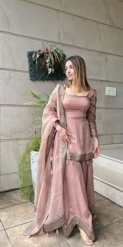 NSR 691 Light Pink Color Faux Georgette Embroidery Work Salwar Suit Casual, Party Festive, Events Etc. Expected Delivery 4-6 Working Days @1899/ | Jump Suits, Casual Suits, Creative suits, Designer Suits, Palazzo Suits, Party Wear Suits, Patiala Suits, Salwar suit, Straight Suits