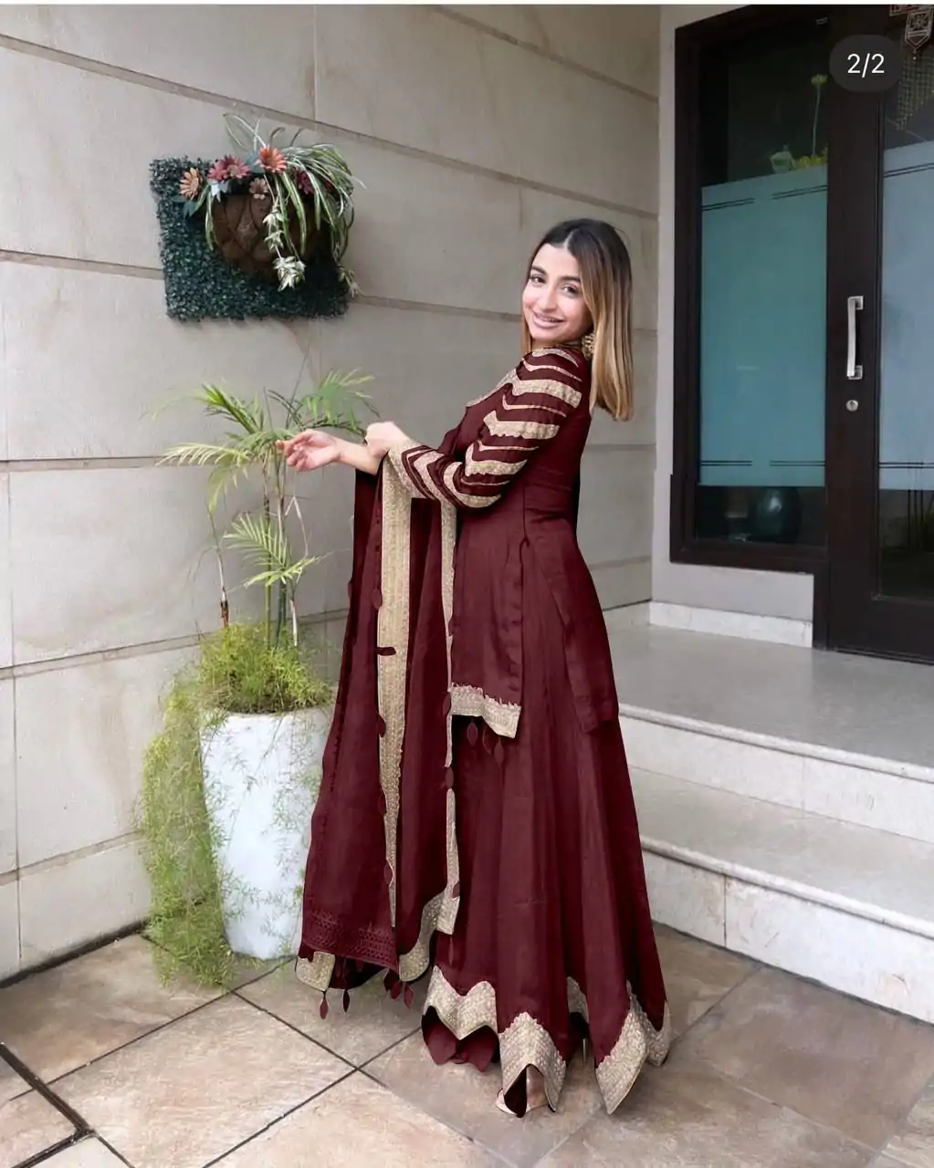 NSR 691 Maroon Color Faux Georgette Embroidery Work Salwar Suit Casual, Party Festive, Events Etc. Expected Delivery 4-6 Working Days @1899/ | Jump Suits, Casual Suits, Creative suits, Designer Suits, Palazzo Suits, Party Wear Suits, Patiala Suits, Salwar suit, Straight Suits