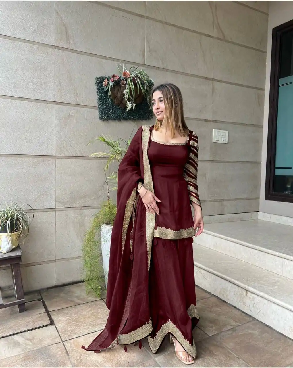 NSR 691 Maroon Color Faux Georgette Embroidery Work Salwar Suit Casual, Party Festive, Events Etc. Expected Delivery 4-6 Working Days @1899/ | Jump Suits, Casual Suits, Creative suits, Designer Suits, Palazzo Suits, Party Wear Suits, Patiala Suits, Salwar suit, Straight Suits