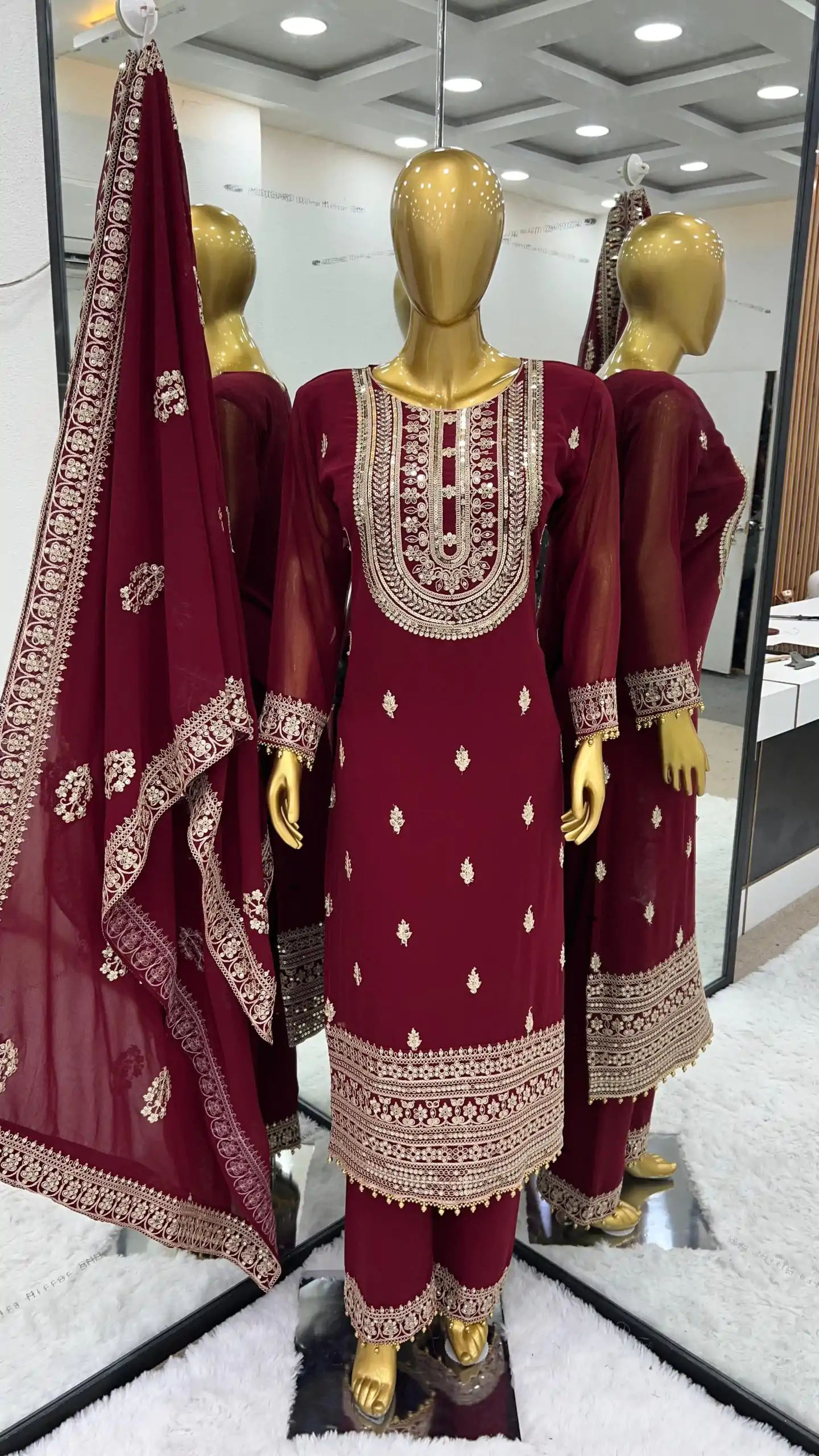 SRK 5162 Maroon Color Faux Georgette Embroidery Salwar Suit Wedding, Party, Festive, Events Expected Delivery 4-6 Working Days @ 1999/- | Casual Suits, Creative suits, Designer Suits, Palazzo Suits, Party Wear Suits, Patiala Suits, Salwar suit, Straight Suits