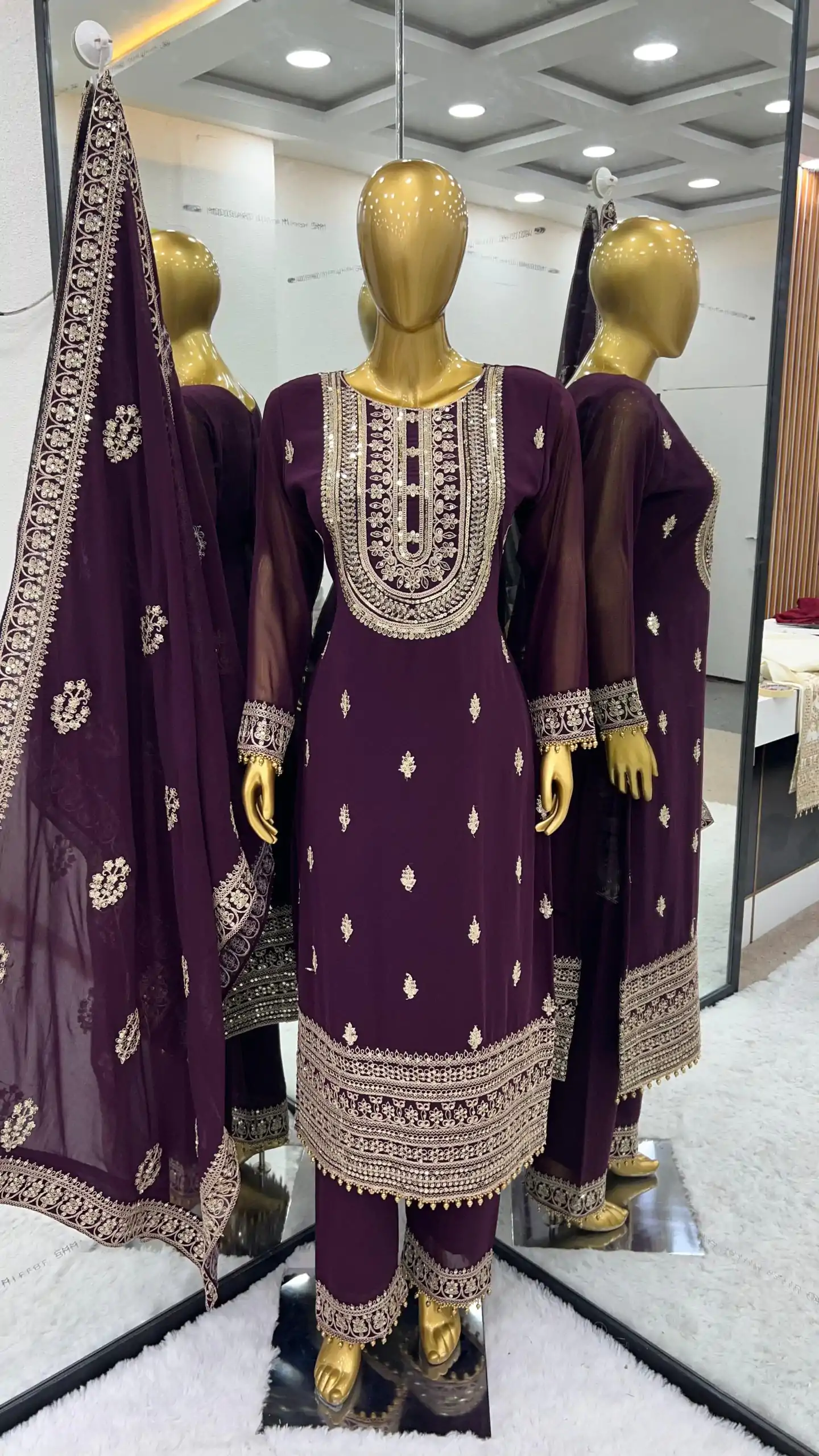 SRK 5162 Purple Color Faux Georgette Embroidery Salwar Suit Wedding, Party, Festive, Events Expected Delivery 4-6 Working Days @ 1999/- | Casual Suits, Creative suits, Designer Suits, Palazzo Suits, Party Wear Suits, Patiala Suits, Salwar suit, Straight Suits