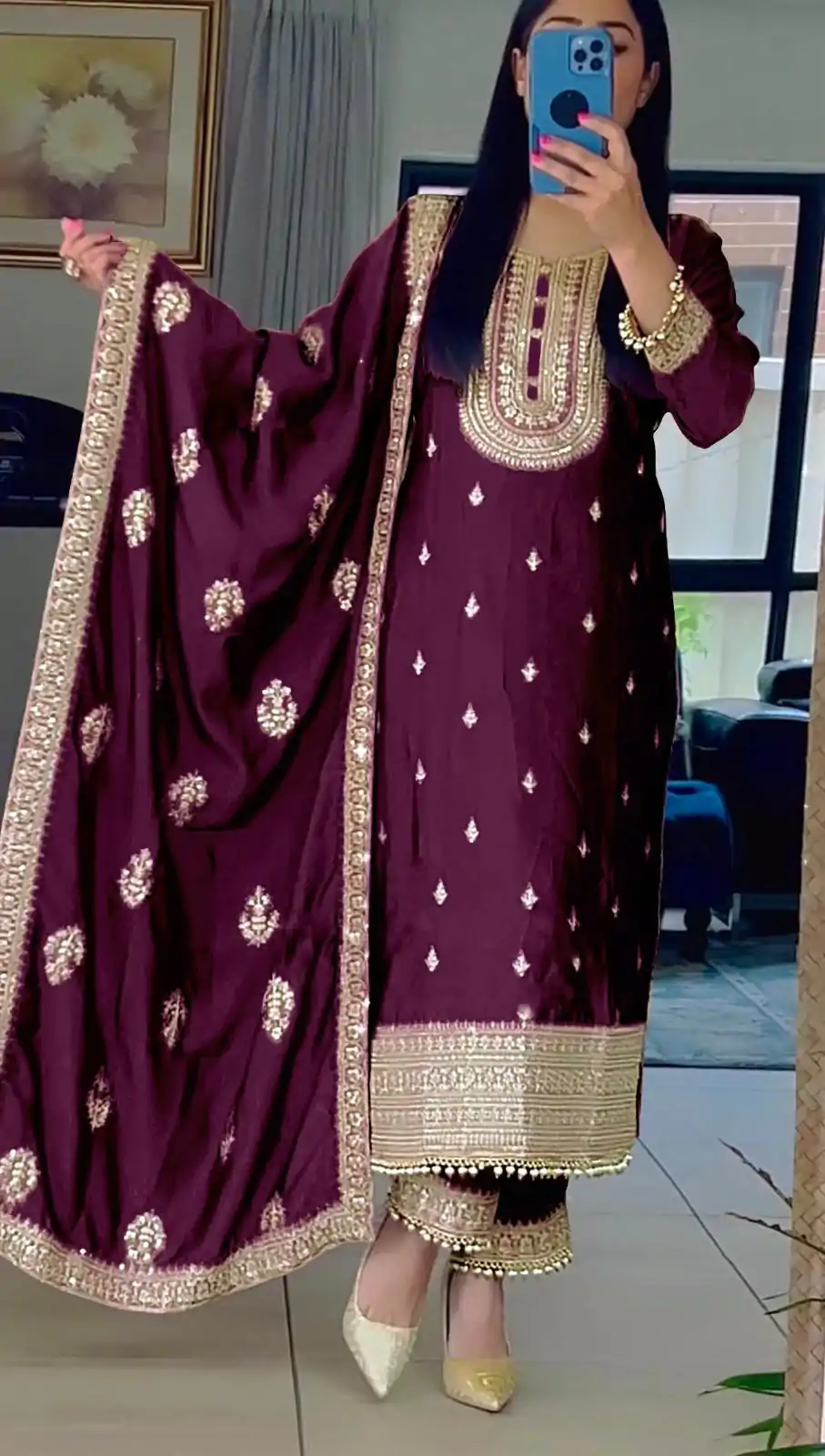 SRK 5162 Purple Color Faux Georgette Embroidery Salwar Suit Wedding, Party, Festive, Events Expected Delivery 4-6 Working Days @ 1999/- | Casual Suits, Creative suits, Designer Suits, Palazzo Suits, Party Wear Suits, Patiala Suits, Salwar suit, Straight Suits