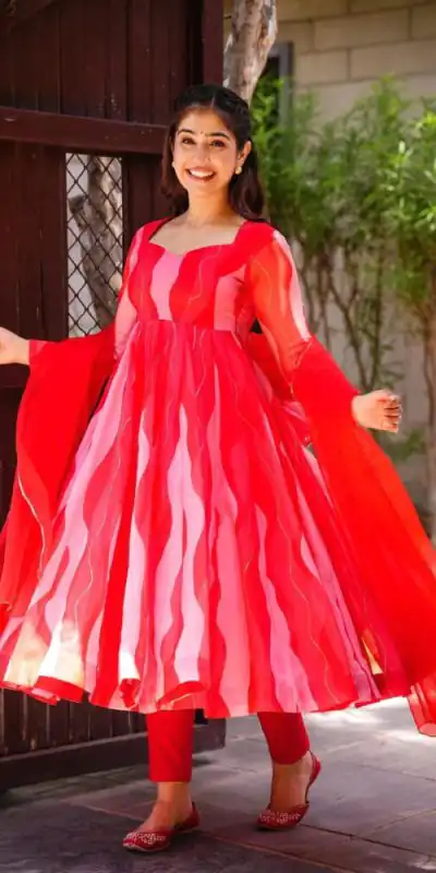 RTC 5517 Red Color Tabby Silk Organza Digital Printed Salwar Suit Wedding, Party, Festive, Events Etc. Expected Delivery 4-6 Working Days @2099/- | Jump Suits, Casual Suits, Creative suits, Designer Suits, Palazzo Suits, Party Wear Suits, Patiala Suits, Salwar suit, Straight Suits