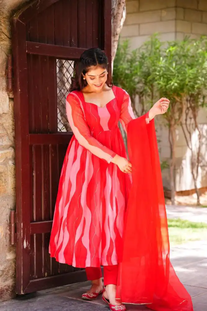 RTC 5517 Red Color Tabby Silk Organza Digital Printed Salwar Suit Wedding, Party, Festive, Events Etc. Expected Delivery 4-6 Working Days @2099/- | Jump Suits, Casual Suits, Creative suits, Designer Suits, Palazzo Suits, Party Wear Suits, Patiala Suits, Salwar suit, Straight Suits