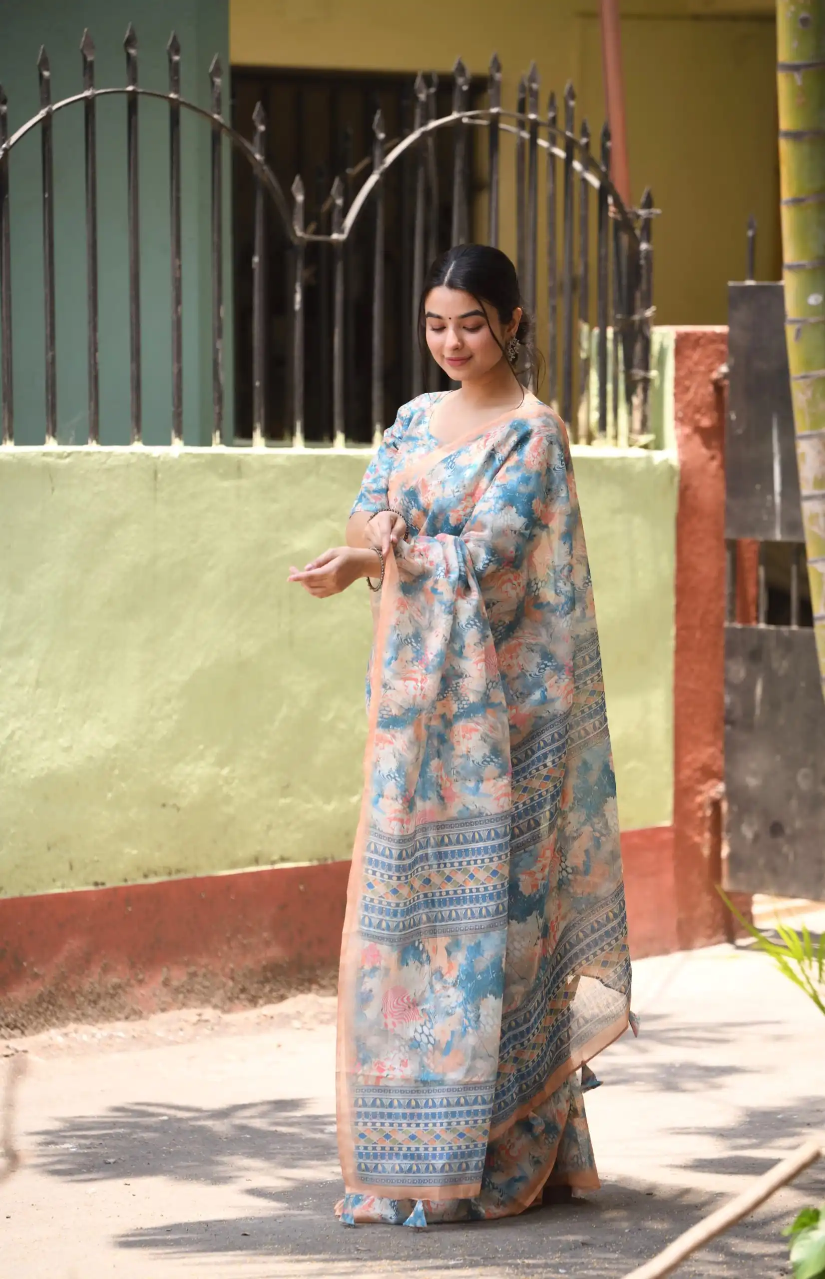 Veechis 111 Sky Blue Color Linen Beautiful Digital Printed Work Saree Casual, Party Festive, Events. Expected Delivery 4-6 Working Days @1549/- | Bollywood Sarees, Creative Sarees, Designer Sarees, Embroidered Sarees, Modern Digital sarees, Party Wear Sarees, Sarees