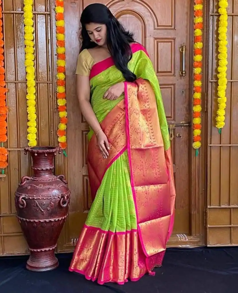 KP 4005 Green Color Soft Lichi Silk Jacquard On All Over Saree Casual, Party Wear, Wedding, Events Etc. Expected Delivery 4-6 Working Days @1449/- | Bollywood Sarees, Creative Sarees, Designer Sarees, Embroidered Sarees, Ethnic Saree, Modern Digital sarees, Party Wear Sarees, Sarees