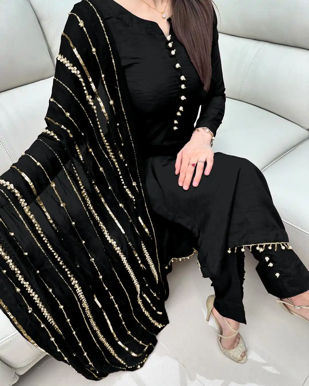 SRK 5161 Black Color Chinnon Silk Embroidery Coding Dori Salwar Suit Wedding, Party, Festive, Events Expected Delivery 4-6 Working Days @ 1899/- | Jump Suits, Casual Suits, Creative suits, Designer Suits, Palazzo Suits, Party Wear Suits, Patiala Suits, Salwar suit, Straight Suits