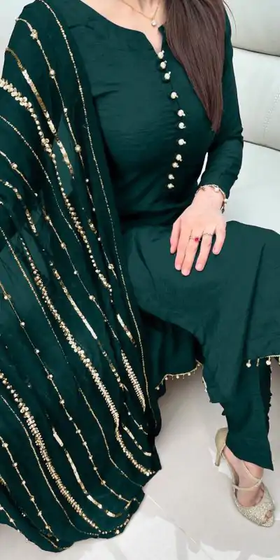 SRK 5161 Green Color Chinnon Silk Embroidery Coding Dori Salwar Suit Wedding, Party, Festive, Events Expected Delivery 4-6 Working Days @ 1899/- | Jump Suits, Casual Suits, Creative suits, Designer Suits, Palazzo Suits, Party Wear Suits, Patiala Suits, Salwar suit, Straight Suits