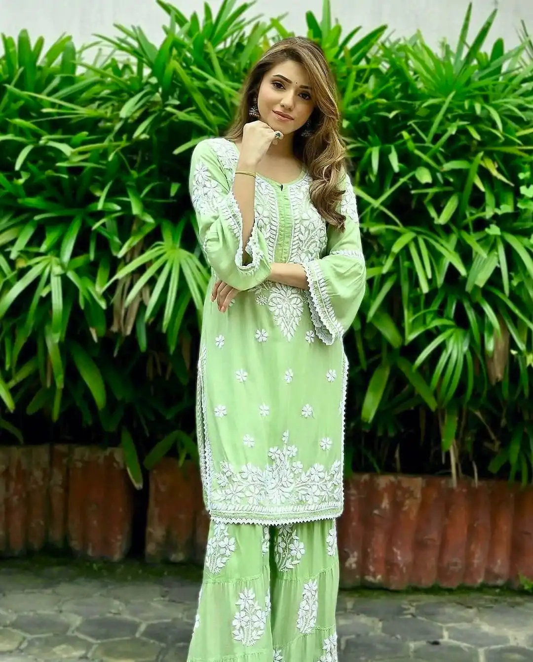 AD 160 Green Color Rayon Chicken Keri Embroidery Sharara Suit Casual, Wedding, Party, Festive, Events Etc. Expected Delivery 4-6 Working Days @1849/- | Jump Suits, Casual Suits, Creative suits, Designer Suits, Palazzo Suits, Party Wear Suits, Patiala Suits, Salwar suit, Straight Suits