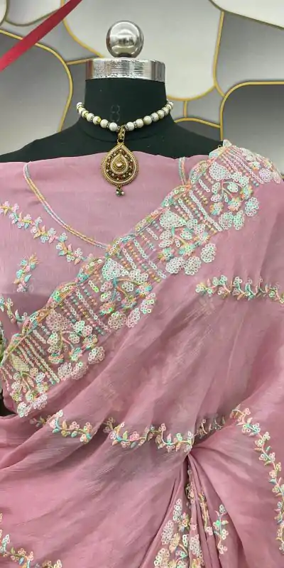 SC 289 Light Pink Color Jimi Choo Silk Beautiful Embroidery Saree , Party Wear, Events, Festivals Expected Delivery 4-6 Working Days 1999/- | Bollywood Sarees, Creative Sarees, Designer Sarees, Embroidered Sarees, Ethnic Saree, Modern Digital sarees, Party Wear Sarees, Sarees