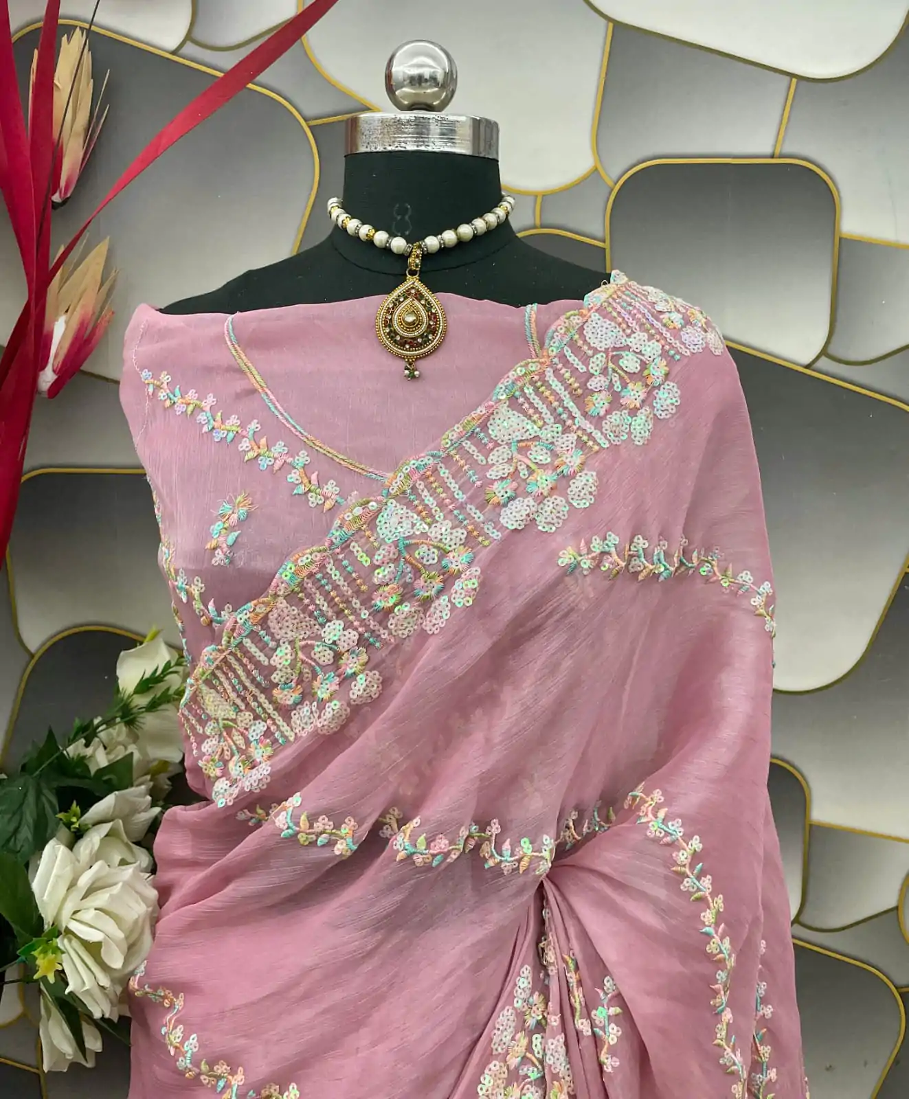 SC 289 Light Pink Color Jimi Choo Silk Beautiful Embroidery Saree , Party Wear, Events, Festivals Expected Delivery 4-6 Working Days 1999/- | Bollywood Sarees, Creative Sarees, Designer Sarees, Embroidered Sarees, Ethnic Saree, Modern Digital sarees, Party Wear Sarees, Sarees