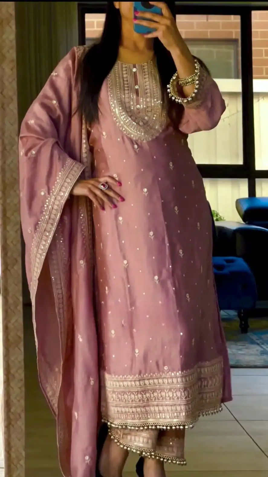 NF 1216 Peach Color Chinon Silk Embroidery Sequence Salwar Suit Casual, Wedding, Party, Festive, Events . Expected Delivery  4-6 Working Days @2149 | Casual Suits, Creative suits, Designer Suits, Palazzo Suits, Party Wear Suits, Patiala Suits, Salwar suit, Straight Suits