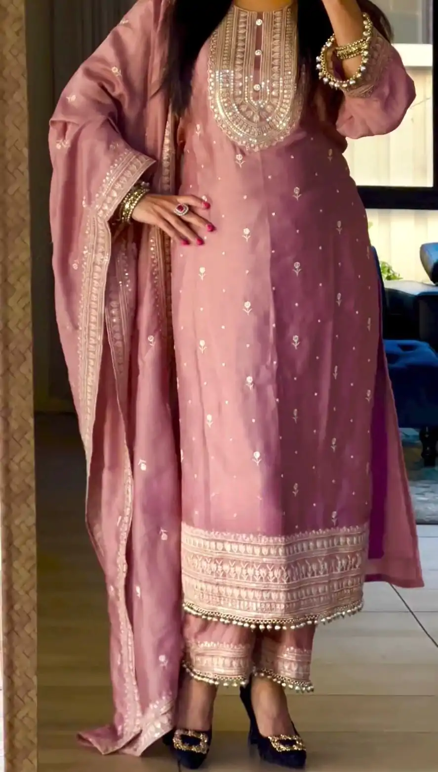 NF 1216 Peach Color Chinon Silk Embroidery Sequence Salwar Suit Casual, Wedding, Party, Festive, Events . Expected Delivery  4-6 Working Days @2149 | Casual Suits, Creative suits, Designer Suits, Palazzo Suits, Party Wear Suits, Patiala Suits, Salwar suit, Straight Suits