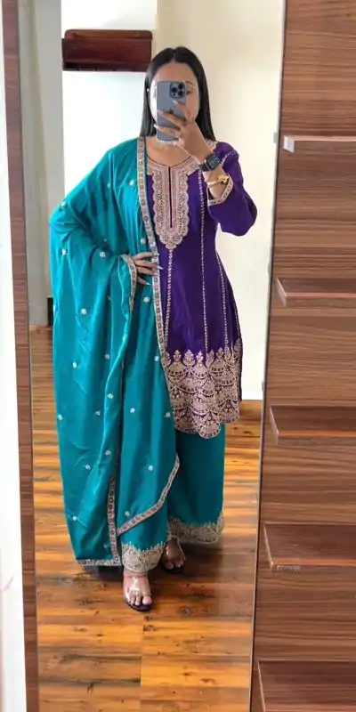 KD 1466 Royal Blue Color Chinon Silk Sequence Work Salwar Suit Casual, Party, Festive, Events Wedding Etc. Expected Delivery 4-6 Working Days @3049/- | Casual Suits, Creative suits, Designer Suits, Palazzo Suits, Party Wear Suits, Salwar suit, Straight Suits