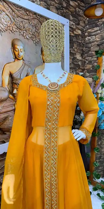 VLM 136 Yellow Color Georgette Embroidery Sequence Salwar Suit Wedding, Party, Festive, Events Expected Delivery 4-6 Working Days @ 1699/- Only | Casual Suits, Creative suits, Designer Suits, Party Wear Suits, Salwar suit, Straight Suits