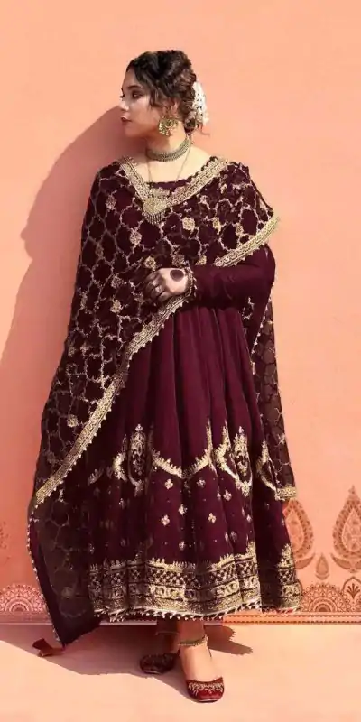ZSR 3063 Maroon Color Georgette Embroidery Sequence Salwar Suit Casual, Wedding, Festive, Events Expected Delivery 4-6 Working Days @2049/- | Jump Suits, Casual Suits, Creative suits, Designer Suits, Palazzo Suits, Party Wear Suits, Patiala Suits, Salwar suit, Straight Suits