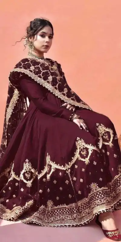ZSR 3063 Maroon Color Georgette Embroidery Sequence Salwar Suit Casual, Wedding, Festive, Events Expected Delivery 4-6 Working Days @2049/- | Jump Suits, Casual Suits, Creative suits, Designer Suits, Palazzo Suits, Party Wear Suits, Patiala Suits, Salwar suit, Straight Suits