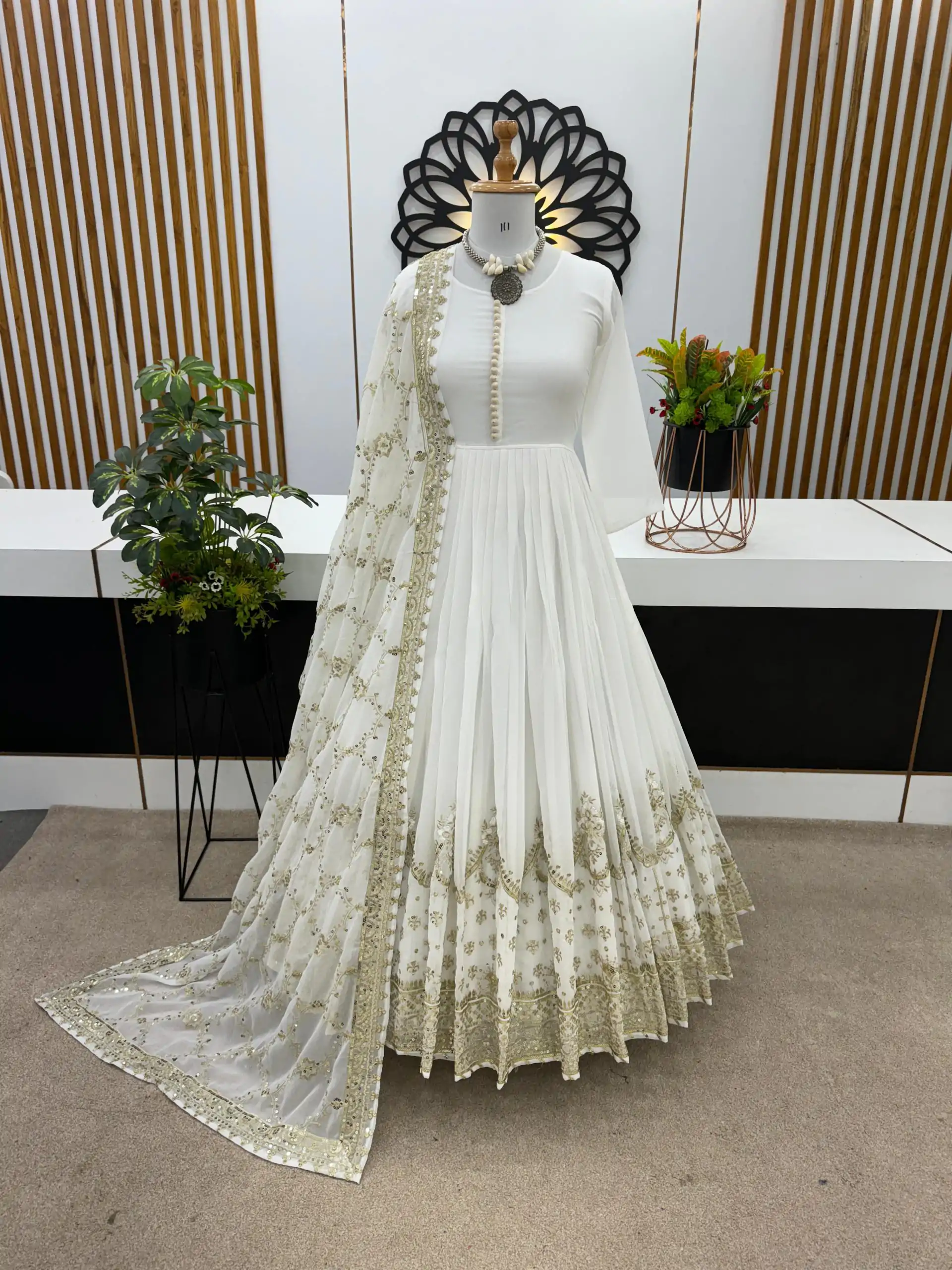  ZSR 3063 White Color Georgette Embroidery Sequence Salwar Suit Casual, Wedding, Festive, Events Expected Delivery 4-6 Working Days @2049/- | Jump Suits, Casual Suits, Creative suits, Designer Suits, Palazzo Suits, Party Wear Suits, Patiala Suits, Salwar suit, Straight Suits