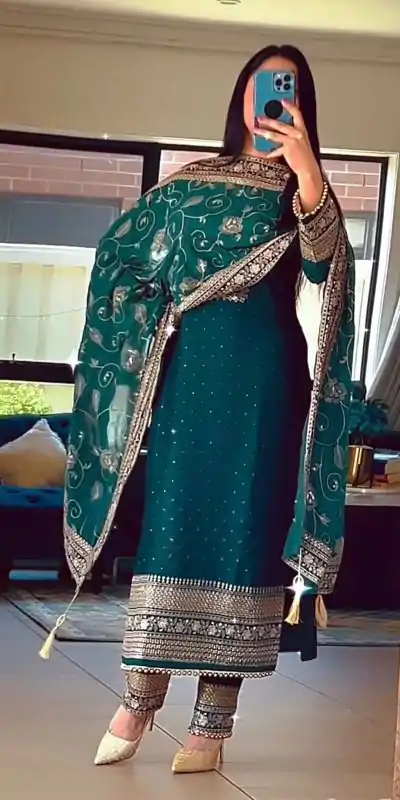 MF 422 Black Color Chinon Silk Embroidery Sequence Salwar Suit Wedding, Party, Festive, Events Etc. Expected 4-6 Working Days @2399/- | Casual Suits, Creative suits, Designer Suits, Palazzo Suits, Party Wear Suits, Patiala Suits, Salwar suit, Straight Suits
