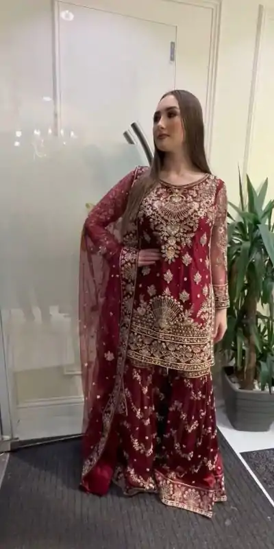 NF 1152 Maroon color Faux Georgette Embroidery Salwar Suit Casual, Wedding, Party, Festive, Events . Expected Delivery 4-6 Working Days @2449 | Jump Suits, Casual Suits, Creative suits, Designer Suits, Palazzo Suits, Party Wear Suits, Patiala Suits, Salwar suit, Straight Suits