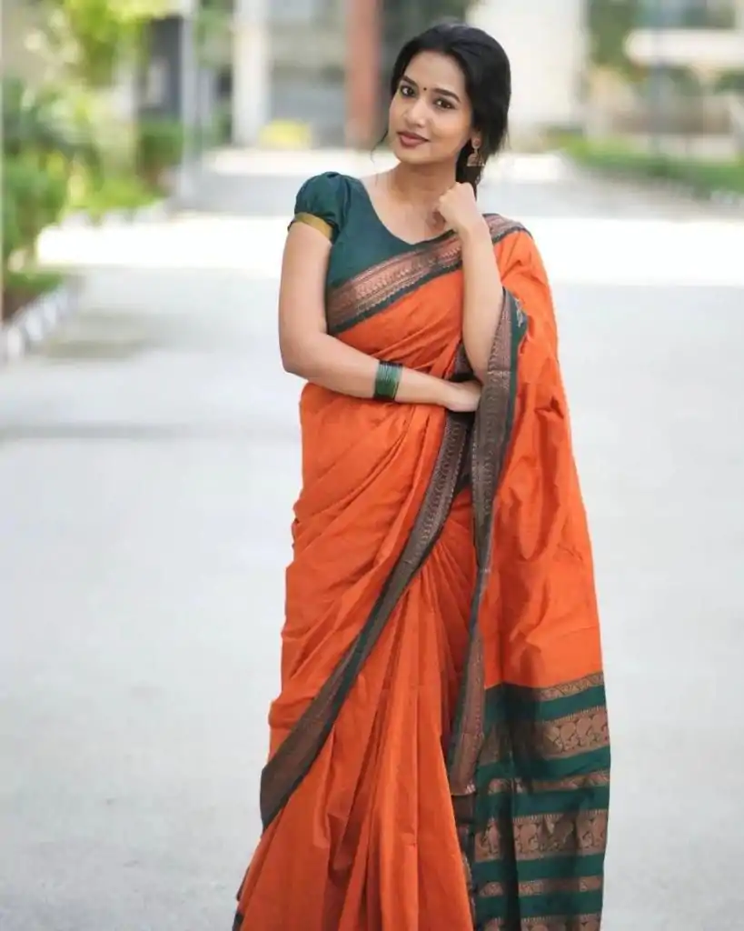 KP 5004 Orange Color Soft Lichi Silk Jacquard On All Over Saree Casual, Party Wear, Wedding, Events Etc. Expected Delivery 4-6 Working Days @1449/- | Bollywood Sarees, Creative Sarees, Designer Sarees, Embroidered Sarees, Ethnic Saree, Modern Digital sarees, Party Wear Sarees, Sarees