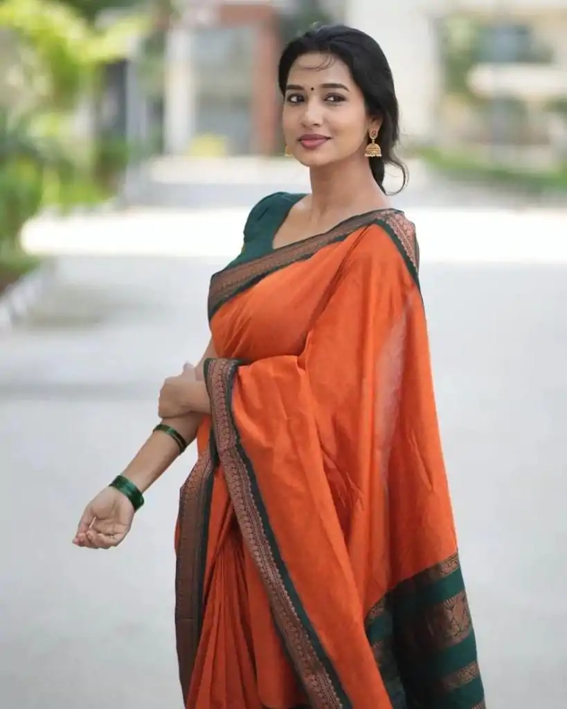 KP 5004 Orange Color Soft Lichi Silk Jacquard On All Over Saree Casual, Party Wear, Wedding, Events Etc. Expected Delivery 4-6 Working Days @1449/- | Bollywood Sarees, Creative Sarees, Designer Sarees, Embroidered Sarees, Ethnic Saree, Modern Digital sarees, Party Wear Sarees, Sarees
