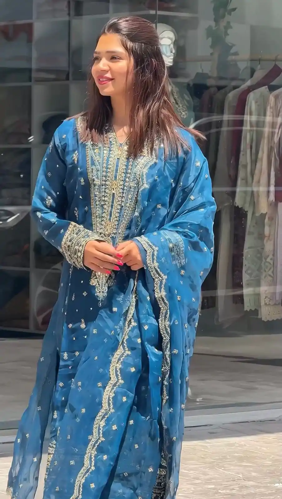 AD 162 Blue Color Organza Silk Embroidery Work Sharara Suit Casual, Wedding, Party, Festive, Events Etc. Expected Delivery 4-6 Working Days @1899/- | Jump Suits, Casual Suits, Creative suits, Designer Suits, Palazzo Suits, Party Wear Suits, Patiala Suits, Salwar suit, Straight Suits