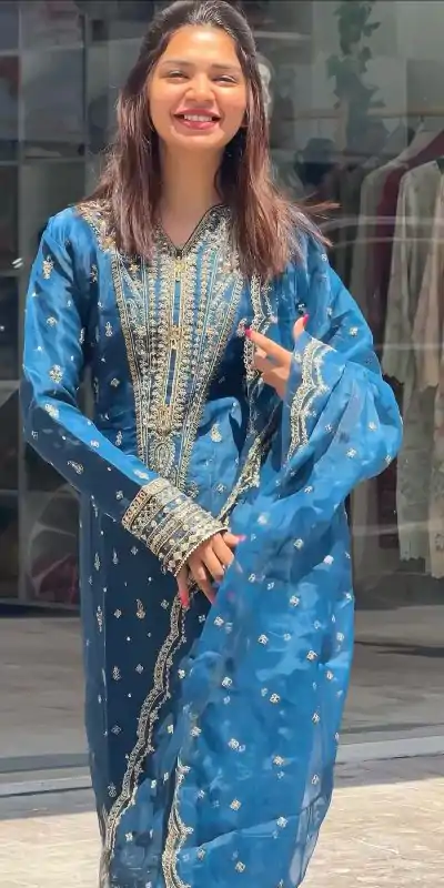AD 162 Blue Color Organza Silk Embroidery Work Sharara Suit Casual, Wedding, Party, Festive, Events Etc. Expected Delivery 4-6 Working Days @1899/- | Jump Suits, Casual Suits, Creative suits, Designer Suits, Palazzo Suits, Party Wear Suits, Patiala Suits, Salwar suit, Straight Suits