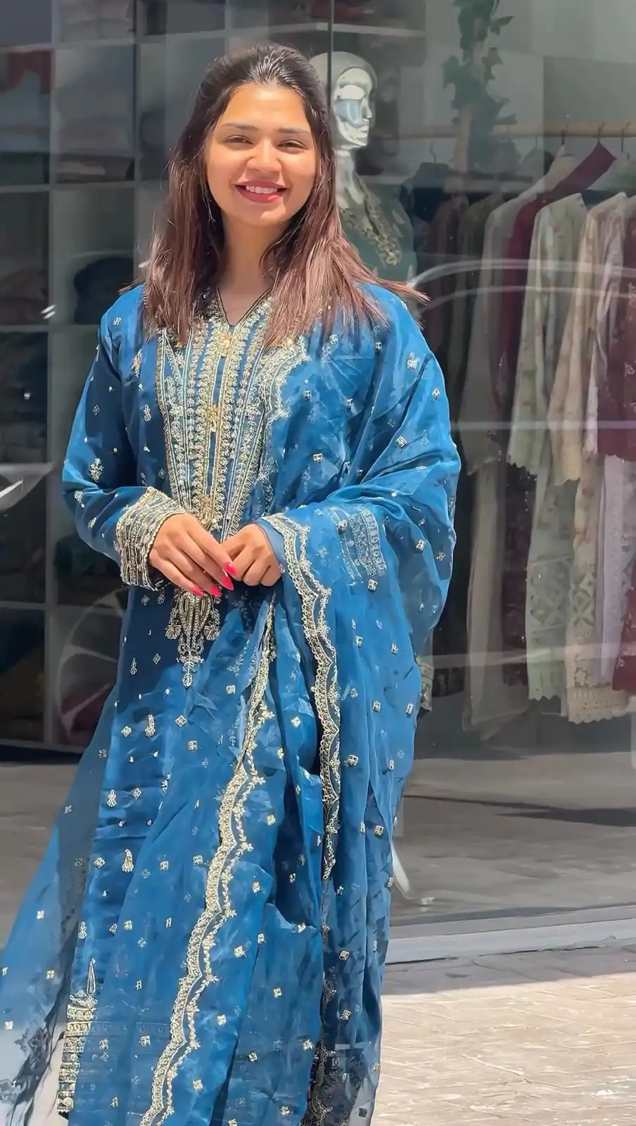 AD 162 Blue Color Organza Silk Embroidery Work Sharara Suit Casual, Wedding, Party, Festive, Events Etc. Expected Delivery 4-6 Working Days @1899/- | Jump Suits, Casual Suits, Creative suits, Designer Suits, Palazzo Suits, Party Wear Suits, Patiala Suits, Salwar suit, Straight Suits