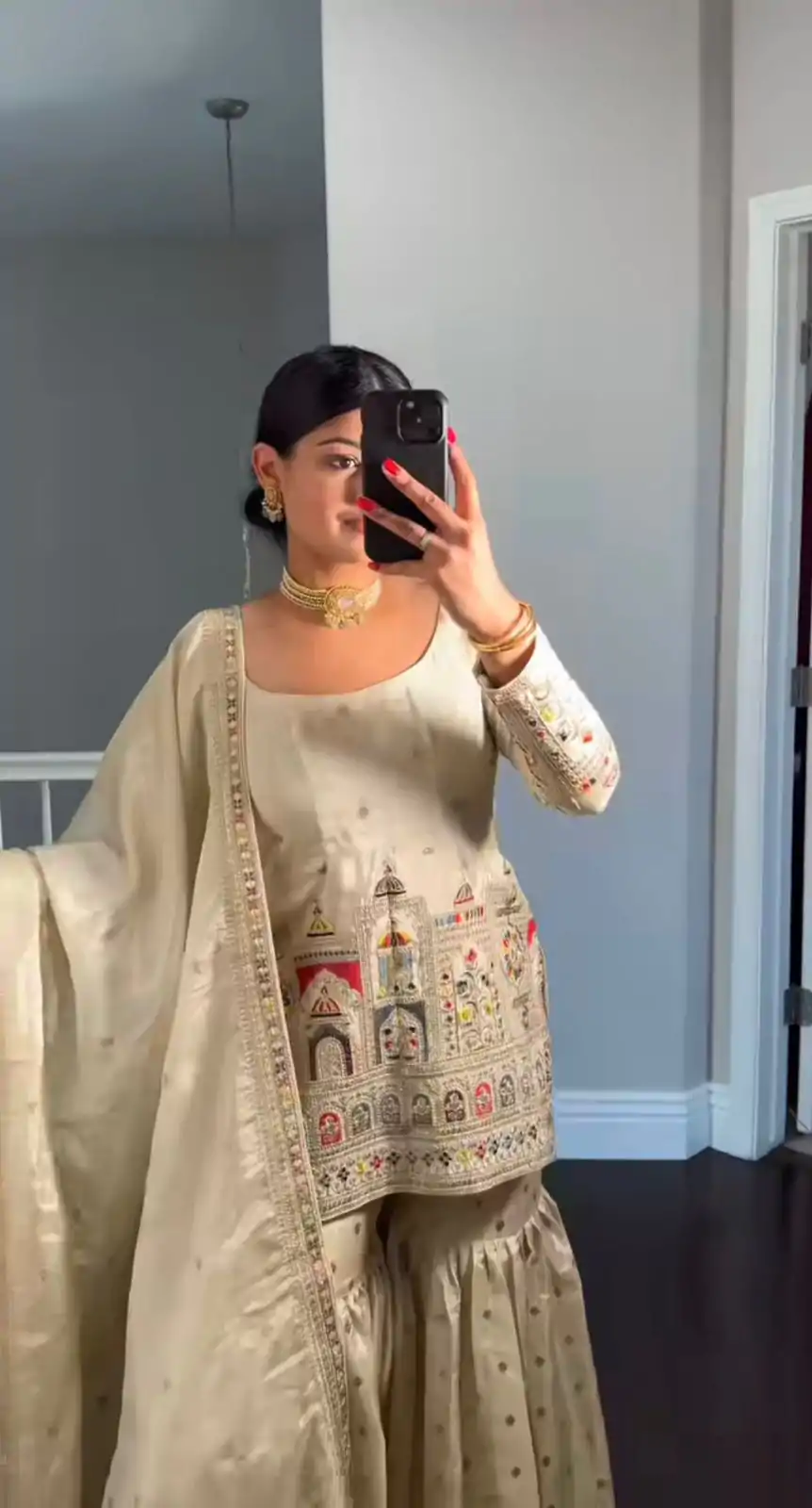 NSR 811 Cream Color Pure Chinnon Silk Embroidery Coding Salwar Suit Casual, Party Festive, Events Etc. Expected Delivery 4-6 Working Days @2149/- | Jump Suits, Casual Suits, Creative suits, Designer Suits, Palazzo Suits, Party Wear Suits, Patiala Suits, Salwar suit, Straight Suits