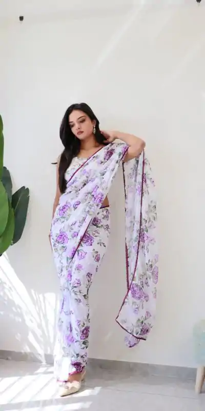 SC 282 Purple Color Pure Soft Georgette Silk Design All Over Saree , Party Wear, Events, Festivals Expected Delivery 4-6 Working Days 1649/- | Bollywood Sarees, Creative Sarees, Designer Sarees, Embroidered Sarees, Ethnic Saree, Modern Digital sarees, Party Wear Sarees, Sarees