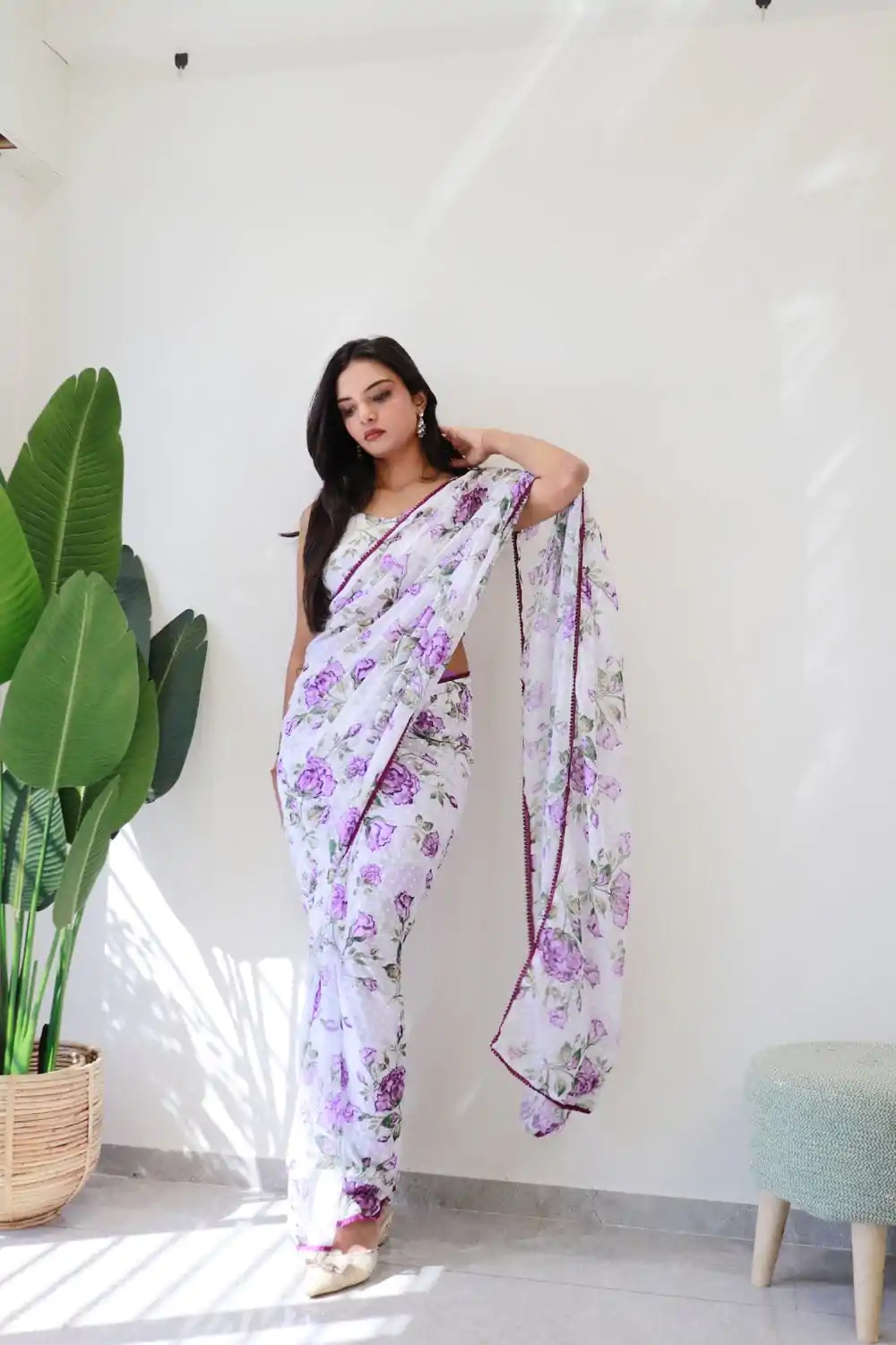 SC 282 Purple Color Pure Soft Georgette Silk Design All Over Saree , Party Wear, Events, Festivals Expected Delivery 4-6 Working Days 1649/- | Bollywood Sarees, Creative Sarees, Designer Sarees, Embroidered Sarees, Ethnic Saree, Modern Digital sarees, Party Wear Sarees, Sarees
