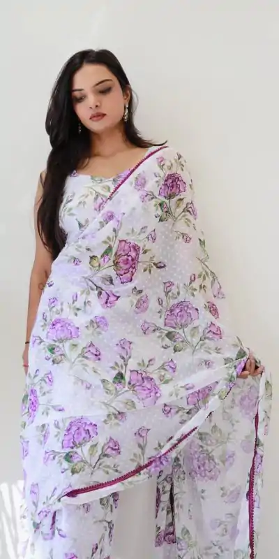SC 282 Purple Color Pure Soft Georgette Silk Design All Over Saree , Party Wear, Events, Festivals Expected Delivery 4-6 Working Days 1649/- | Bollywood Sarees, Creative Sarees, Designer Sarees, Embroidered Sarees, Ethnic Saree, Modern Digital sarees, Party Wear Sarees, Sarees