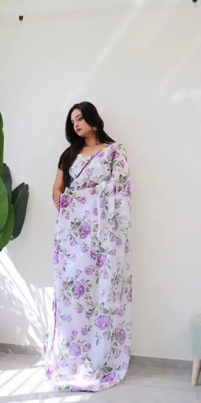 SC 282 Purple Color Pure Soft Georgette Silk Design All Over Saree , Party Wear, Events, Festivals Expected Delivery 4-6 Working Days 1649/- | Bollywood Sarees, Creative Sarees, Designer Sarees, Embroidered Sarees, Ethnic Saree, Modern Digital sarees, Party Wear Sarees, Sarees