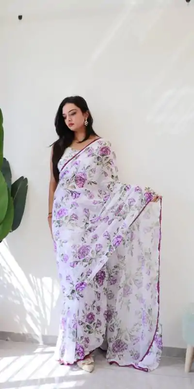 SC 282 Purple Color Pure Soft Georgette Silk Design All Over Saree , Party Wear, Events, Festivals Expected Delivery 4-6 Working Days 1649/- | Bollywood Sarees, Creative Sarees, Designer Sarees, Embroidered Sarees, Ethnic Saree, Modern Digital sarees, Party Wear Sarees, Sarees