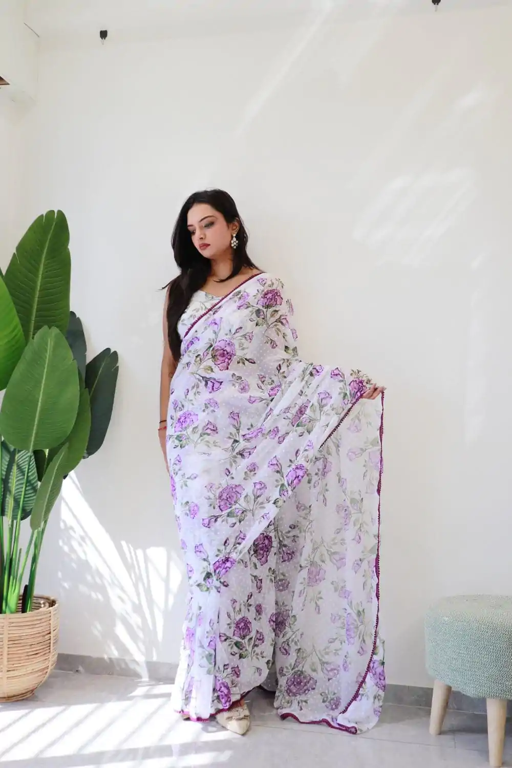SC 282 Purple Color Pure Soft Georgette Silk Design All Over Saree , Party Wear, Events, Festivals Expected Delivery 4-6 Working Days 1649/- | Bollywood Sarees, Creative Sarees, Designer Sarees, Embroidered Sarees, Ethnic Saree, Modern Digital sarees, Party Wear Sarees, Sarees