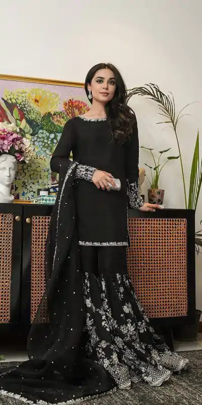SRK 5167 Black Color Foix Georgette Thread Sequence Work Salwar Suit Wedding, Party, Festive, Events Etc. Expected Delivery 4-6 Working Days @2099/- | Jump Suits, Casual Suits, Creative suits, Designer Suits, Palazzo Suits, Party Wear Suits, Patiala Suits, Salwar suit, Straight Suits