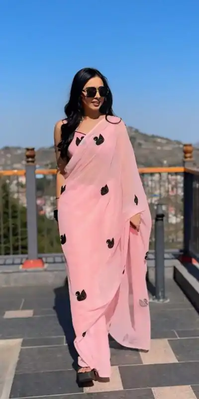 SC 290 Baby Pink Color Pure Soft Georgette Silk Design All Over Saree , Party Wear, Events, Festivals Expected Delivery 4-6 Working Days 1599/- | Bollywood Sarees, Creative Sarees, Designer Sarees, Embroidered Sarees, Ethnic Saree, Modern Digital sarees, Party Wear Sarees, Sarees