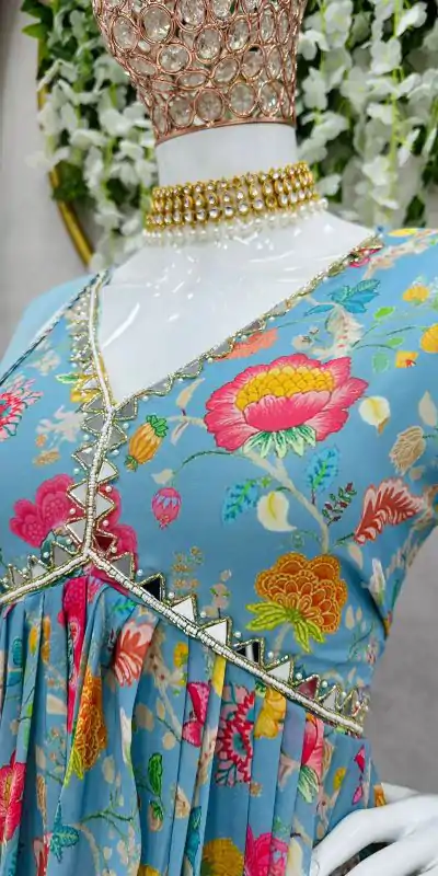 KD 1296 Blue Color Georgette Digital Printed Work Salwar Suit Casual, Party, Festive, Events Wedding Etc. Expected Delivery 4-6 Working Days @2049/- | Casual Suits, Creative suits, Designer Suits, Palazzo Suits, Party Wear Suits, Salwar suit, Straight Suits