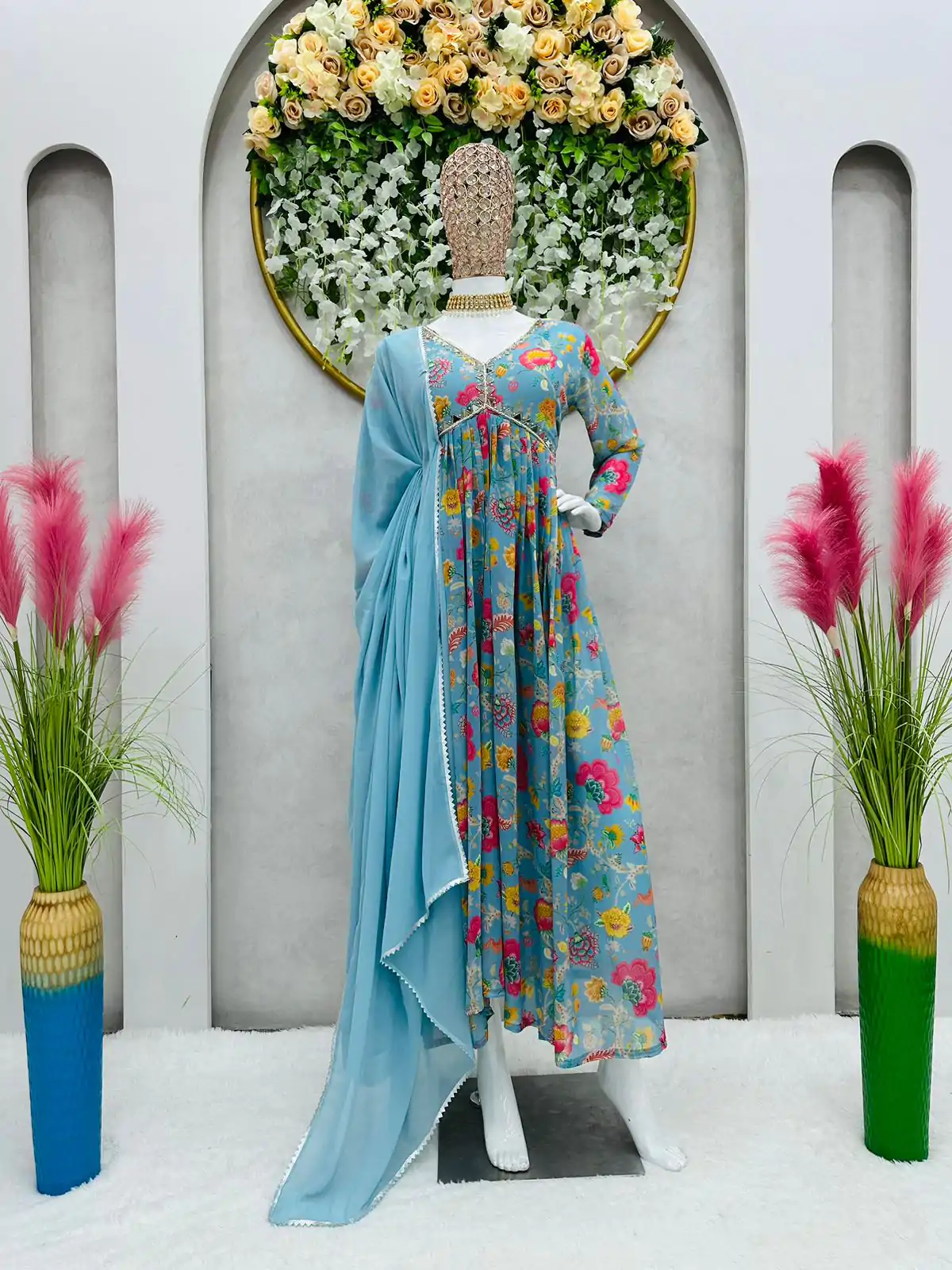 KD 1296 Blue Color Georgette Digital Printed Work Salwar Suit Casual, Party, Festive, Events Wedding Etc. Expected Delivery 4-6 Working Days @2049/- | Casual Suits, Creative suits, Designer Suits, Palazzo Suits, Party Wear Suits, Salwar suit, Straight Suits