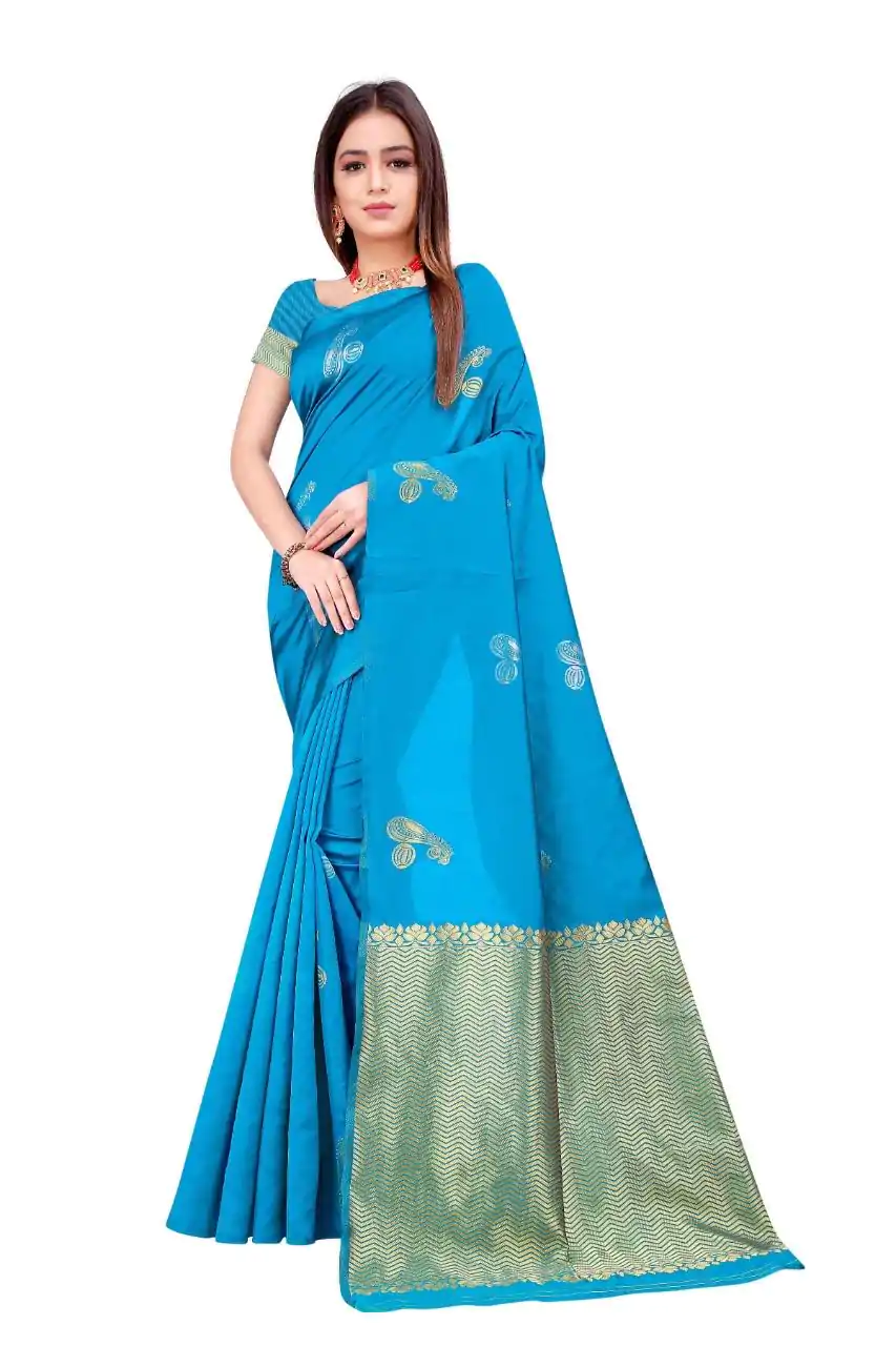 KP 3006 Blue Color Soft Lichi Silk Jacquard On All Over Saree Casual, Party Wear, Wedding, Events Etc. Expected Delivery 4-6 Working Days @1249/- | Bollywood Sarees, Creative Sarees, Designer Sarees, Embroidered Sarees, Ethnic Saree, Modern Digital sarees, Party Wear Sarees, Sarees